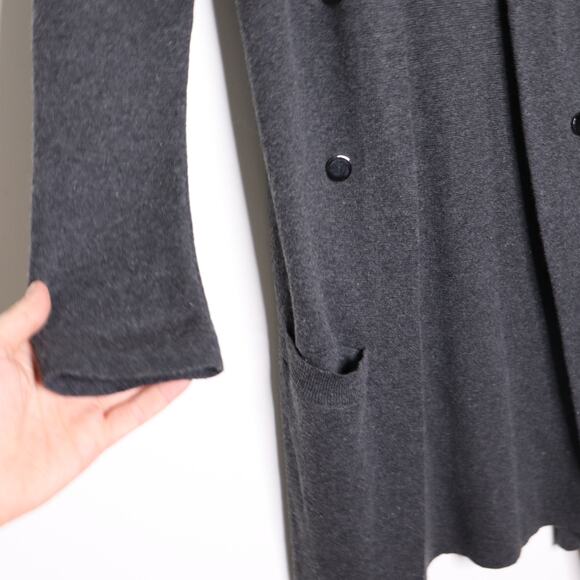 JULIETTE LONGUET Cotton Wool Sweater Coatigan Open Longline Gray Women's M - Picture 3 of 11